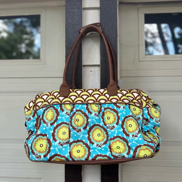 Chic Floral Travel Bag - Blue and Brown - Picture 15 of 15